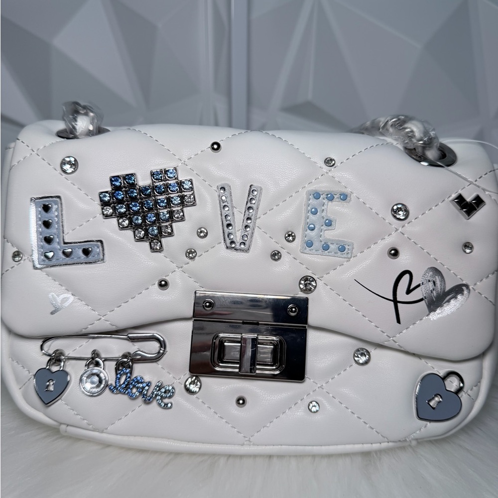 🤍Aldo White Crossbody Bag with Blue Embellishments - Picture 6 of 12